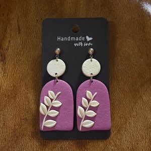 Purple plant earrings